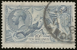 1915 10s Blue De La Rue Seahorse, SG 412, Very Fine Used With Single Cds Cancellation. Fresh And Attractive Stamp.... - Sin Clasificación