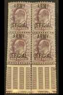 ARMY OFFICIAL 1902 6d Pale Dull Purple Optd "ARMY OFFICIAL", SG O50, Mint Block Of 4 With Interpanneau Selvage At... - Sin Clasificación