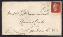 SPOON CANCELS Enniskillen 1862 (March) Clear Strike Tying 1d Red To Mourning Envelope To London, Showing Florence... - Other & Unclassified