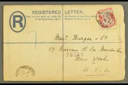 1890 (9 Dec) 2d Blue Registered Envelope From London To New York Uprated With 1887-92 10d Dull Purple And Carmine,... - Other & Unclassified