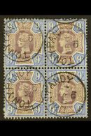 1887-92 9d Dull Purple & Blue Jubilee, SG 209, Superbly Cds USED BLOCK Of 4 Cancelled By Four "Tonypandy"... - Andere & Zonder Classificatie