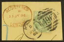 1884 4d Dull Green, SG 192, Used, Tied To Large Neat Piece By KEW Cds+numeral Pmk With Red Registered London Oval... - Autres & Non Classés