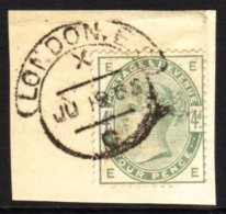 1883-84 4d Dull Green, SG 192, Good Colour, Very Fine Used On Piece, Tied By London E.C. Hooded Cds. Attractive!... - Sonstige & Ohne Zuordnung