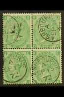 1867-80 1s Green Plate 6, SG 117, Fine Cds Used BLOCK Of 4 ('DJ' To 'EK') Cancelled By "Ashbourne" Cds's, Centered... - Sonstige & Ohne Zuordnung