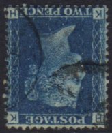 1858-79 2d Blue Plate 13 With WATERMARK INVERTED Variety, SG 46wi, Fine Used. For More Images, Please Visit... - Other & Unclassified