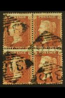 1854-57 1d Red-brown Wmk Large Crown Perf 14, SG 29, Fine Used BLOCK Of 4 ('CE' To 'DE'), Centered Down, Scarce.... - Otros & Sin Clasificación