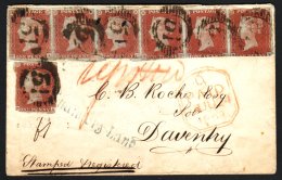 1853 (Jul 24) Envelope Registered From London To Daventry Bearing 1841 1d Red-brown HORIZ STRIP OF SIX Plus... - Otros & Sin Clasificación