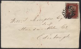 1844 BELFAST MALTESE CROSS Large Part Entire To Edinburgh, Bearing 1d Red Plate 37 (almost Four Margins, Just... - Andere & Zonder Classificatie