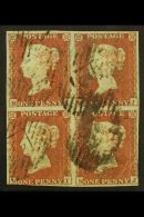 1841 1d Red-brown, SG 8, Used BLOCK Of 4 ('MI' To 'NJ'), Good Margins Just Touching At Bottom Left And Lower Right... - Otros & Sin Clasificación
