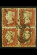 1841 1d Red-brown, SG 8, Used BLOCK Of 4 ('MI' To 'NJ'), Good Margins Just Touching At Bottom Left And Lower Right... - Autres & Non Classés