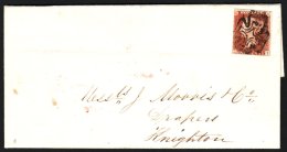 1841 (10 April) EL From Manchester To Knighton Bearing A 1d Red- Brown With 2 Margins & Complete Black... - Sonstige & Ohne Zuordnung