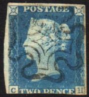 1840 2d Pale Blue, (C-H),  Plate 1, SG 6, Fine Used With 3 Good Margins But Cut Into At Foot With Lovely Upright... - Autres & Non Classés