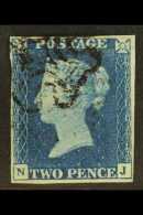 1840 2d Deep Full Blue "NJ" Plate 2, SG 4, Very Fine Used With 4 Margins & Black Maltese Cross Cancellation... - Otros & Sin Clasificación