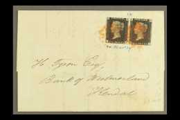 1841 (4 Feb) EL From Leeds To Kendal Bearing A Pair Of The 1840 1d Blacks (PK-PL) From PLATE 10 EACH TIED BY RED... - Ohne Zuordnung