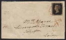 1840 1D PLATE 10 ON COVER 1841 (14 Feb) Entire From Kilcock (Ireland) To London, Bearing 1d Black 'KG' Plate 10... - Ohne Zuordnung