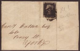 1840 1d Black, Plate 6, Lettered "T?", With Four Margins, Tied To Part April 1841 Summons Notice By Black Maltese... - Ohne Zuordnung