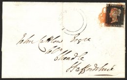 1840 (20 Nov) EL From Lane End To Cheadle, Staffs Bearing 1d Black 'HC' From Plate 2 With Neat Margins Tied... - Zonder Classificatie