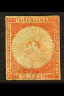 1856 DILIGENCIA 1r Dull Red Mail Coach Issue (Scott 3, SG 3), Unused No Gum, Three Margins, Repaired Tear At Top,... - Uruguay