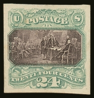 1869 PLATE PROOF 24c Green & Violet On Card, Scott 120P4, Clean & Fine. For More Images, Please Visit... - Otros & Sin Clasificación