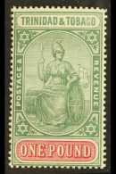1914 £1 Grey Green & Carmine, SG 156, Very Fine Mint For More Images, Please Visit... - Trinidad Y Tobago