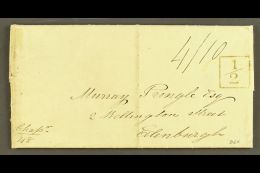 1825 ENTIRE LETTER TO SCOTLAND Rated "4/10" With Boxed "½" On The Front, And With "TRINIDAD" Fluron Of "MR... - Trinité & Tobago (...-1961)