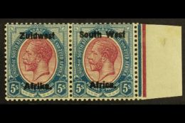 1923-6 Setting III, 5s Purple & Blue, Thick Ovpt, SG 25, Very Fine Mint Horizontal Pair. For More Images,... - Africa Del Sud-Ovest (1923-1990)