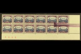 UNION VARIETY 1950-1 2d Blue & Violet, Ex Cylinder 18/30, Issue 15, Corner Marginal Block Of 12 With LARGE... - Ohne Zuordnung