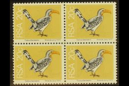 RSA VARIETY 1974 20c Yellow-billed Hornbill, Block Of 4 With INVERTED OFFSET OF BLACK PRINTING, SG 359, Never... - Ohne Zuordnung