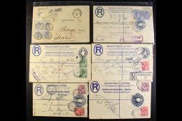 EARLY REGISTERED ENVELOPES 1895-1937 Collection, Mostly Uprated With Additional Stamps And Addressed To Holland,... - Zonder Classificatie