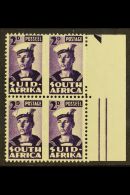 1942-4 2d Violet, LINE ON CAP Variety In Right Marginal Block Of 4 (two Units), SG 100d, Never Hinged Mint. For... - Unclassified