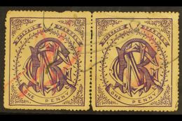 NATAL NATAL GOVERNMENT RAILWAY 1880 1d Violet Used Horizontal Pair With Pencil & Crayon Cancellations. Faults... - Zonder Classificatie