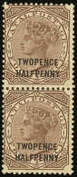 NATAL 1891 2½d On 4d Brown, Vertical Pair, Lower Stamp With "TWOPENGE" Variety SG 109a, Very Fine Mint, The... - Zonder Classificatie