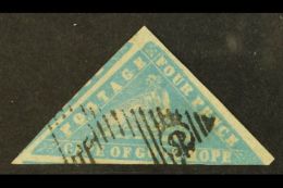 CAPE OF GOOD HOPE 1861 4d Pale Bright Blue "Wood Block", SG 14b, Very Finely Used, 2 Large & One Margin Just... - Zonder Classificatie