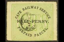 CAPE CAPE RAILWAY SERVICE 1882 ½d Black & Green Local Railway Stamp, Used, Small Corner Crease, Scarce.... - Zonder Classificatie