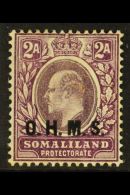 OFFICIAL 1904-05 2a Dull And Bright Purple Wmk Crown CA, SG O12, Very Fine Mint. For More Images, Please Visit... - Somaliland (Protettorato ...-1959)