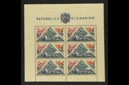 1952 200L X6 Air Stamp Day And Philatelic Exhibition Miniature Sheet, Sassone 14 Or Michel 490 Klb, Never Hinged... - Other & Unclassified