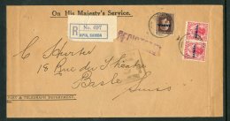 CENSOR TRIMMED COVER 1919. A OHMS Trimmed Cover To Basel, Switzerland Bearing A Pair Of 1d & A 3d KGV Defin, ... - Samoa (Staat)