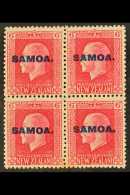 1916-19  6d Carmine Step-perf Block Of Four, Perf 14x13½ Plus Perf 14x14½, SG 141b, Superb NHM. For... - Samoa (Staat)