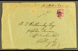 191? Somewhat Crumpled Large Envelope To New Zealand Bearing 1914-15 1d Carmine Tied By Indistinct Cds; Endorsed... - Samoa (Staat)