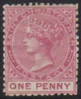 1870 1d Dull Rose, Variety "wmk Sideways", SG 1a, Fresh Mint. Couple Trimmed Perfs Otherwise Very Bright And... - St.Christopher-Nevis & Anguilla (...-1980)