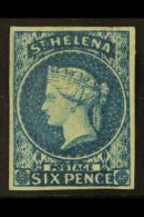 1856 6d Blue, Wmk Large Star, Imperf, SG 1, Fine Mint With 4 Good Even Margins. For More Images, Please Visit... - St. Helena