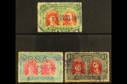 1910-13 5s, 7s6d & £1 Double Heads, Perf.14, All Fiscally Used With Perfins (3). For More Images, Please... - Sonstige & Ohne Zuordnung