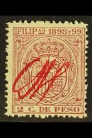 REVENUE STAMPS (U.S. ADMINISTRATION) - INTERNAL REVENUE PROVISIONAL 1898-99 2c Pale Claret Endorsed With Red... - Filippijnen