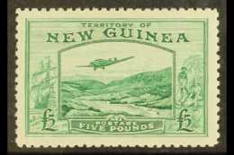 1935 £5 Emerald-green Air "Bulolo Goldfields", SG 205, Very Fine Lightly Hinged Mint. For More Images,... - Papua Nuova Guinea