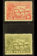 1925 10s Dull Rose And £1 Dull Olive Green, Native Village, SG 135/6, Fine And Fresh Mint. (2 Stamps) For... - Papua Nuova Guinea