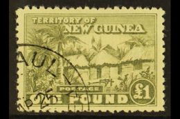 1925 £1 Dull Olive Green, Native Village, SG 136, Superb, Well Centered Used. For More Images, Please Visit... - Papua-Neuguinea