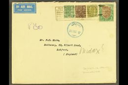 BAHAWALUPUR 1937(23 Dec) Air Mail Env With B'pur Government Embossed Flap To England Bearing India ½a, 1a,... - Pakistán