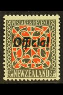 OFFICIALS 1936-61 9d Red And Grey-black With Opt In Green, Perf 13½ X 14, SG O129, Very Fine Mint. For More... - Otros & Sin Clasificación