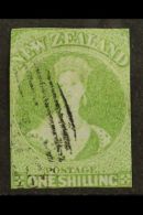 1855-58 1s Green Imperf On Blue Paper, No Watermark, SG 6, Used With Good Colour, Cut Close With Margins Just... - Other & Unclassified