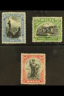 1930 3s, 5s And 10s Definitive Top Values, SG 207/09, Fine Mint, Minor Perf Faults. (3 Stamps) For More Images,... - Malte (...-1964)